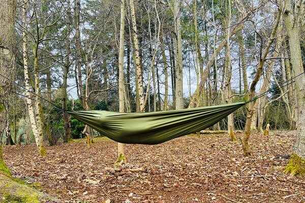 Cocooning between the layers of the DD Hammocks Camping Recycled Hammock